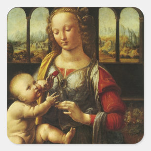 Leonardo da Vincis Madonna mit der Narbe Quadratischer Aufkleber