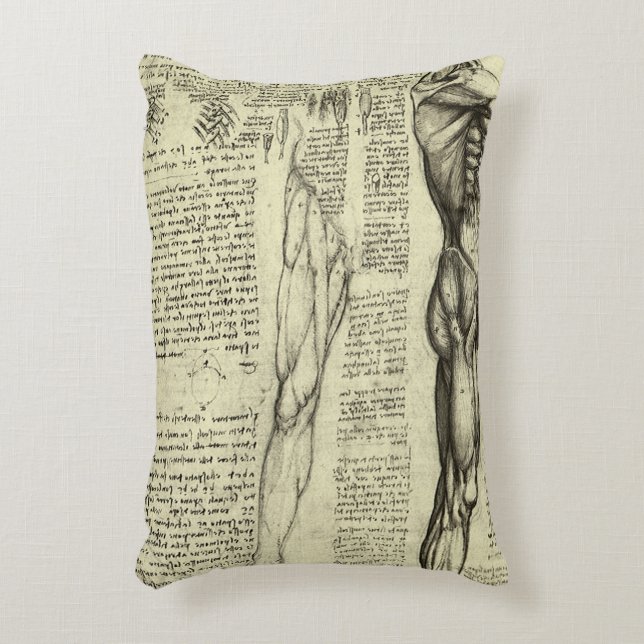 Leonardo da Vincis menschliche Anatomie männliche  Dekokissen (Vorderseite(Vertikal))