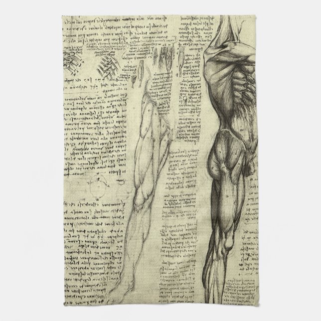 Leonardo da Vincis menschliche Anatomie männliche  Handtuch (Vertikal)