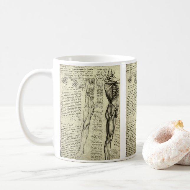 Leonardo da Vincis menschliche Anatomie männliche  Kaffeetasse (Mit Donut)