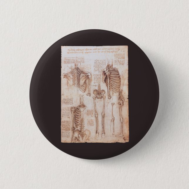 Leonardo da Vincis menschliche Anatomie Skelettkno Button (Vorderseite)