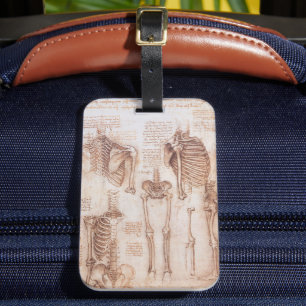 Leonardo da Vincis menschliche Anatomie Skelettkno Gepäckanhänger