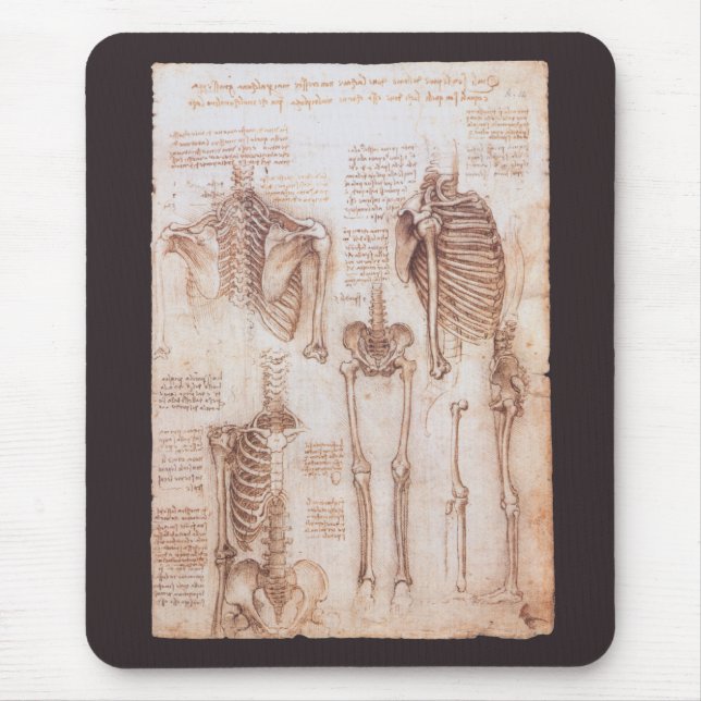 Leonardo da Vincis menschliche Anatomie Skelettkno Mousepad (Vorne)