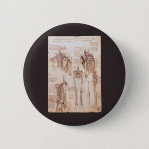 Leonardo da Vincis menschliches Skelett Knochen Button