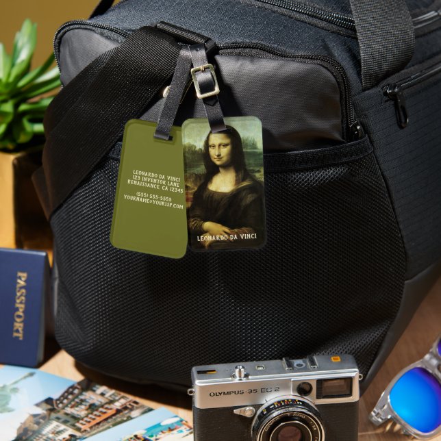 Leonardo da Vincis Mona Lisa, Kunst der Renaissanc Gepäckanhänger (Vorderseite & Rückseite)
