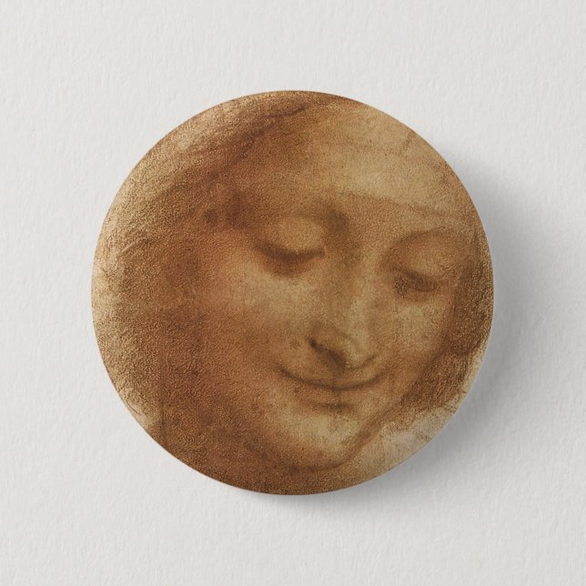 Leonardo da Vincis Portrait der Saint-Anne-Studie Button (Vorderseite)