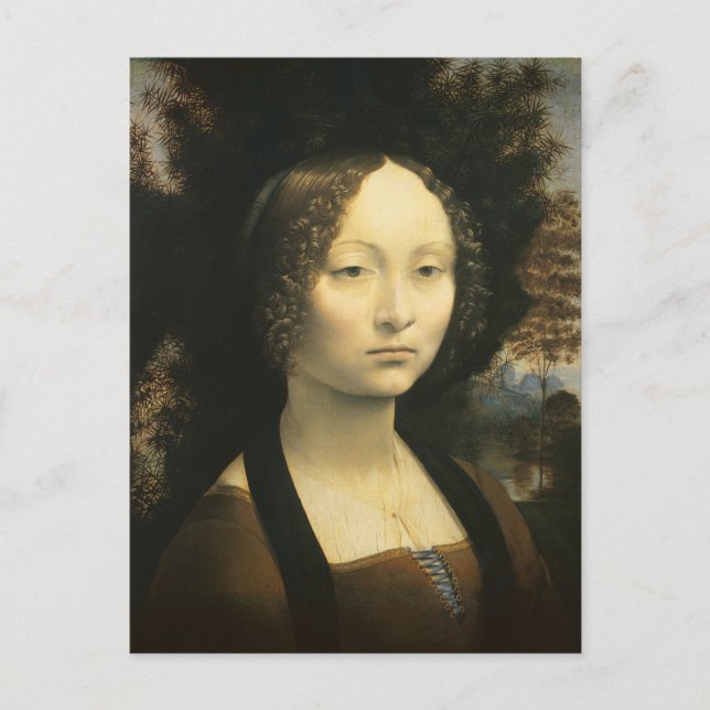 Leonardo da Vincis Portrait von Ginevra Benci Postkarte (Vorderseite)