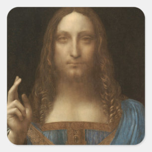 Leonardo da Vincis Salvator Mundi (Jesus Christus) Quadratischer Aufkleber