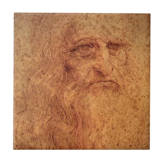 Leonardo da Vincis Selbstportrait, Renaissance Art Fliese (Vorderseite)