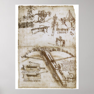Leonardo da Vincis Skizze der Waffe Armbrustgigant Poster
