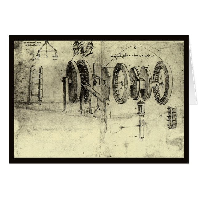 Leonardo da Vincis technische Skizze eines Rades (Vorderseite (Horizontal))