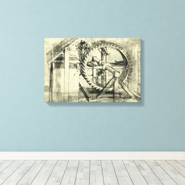 Leonardo da Vincis Treadmill Powered Crossbow Leinwanddruck (Insitu (Holzboden))