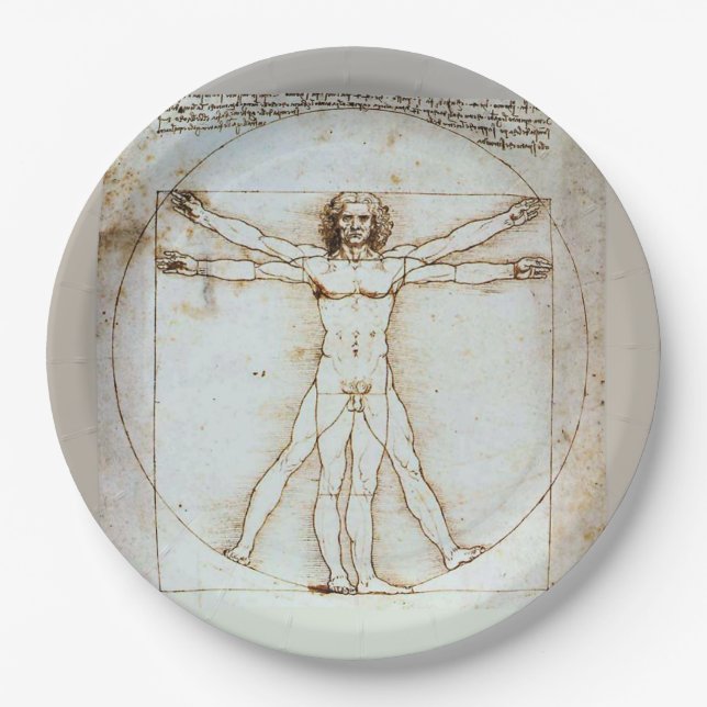 Leonardo da Vinci's Vitruvian Man Paper Plate Pappteller (Vorderseite)