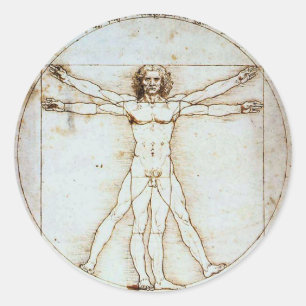 Leonardo da Vincis Vitruvian Mann Runder Aufkleber