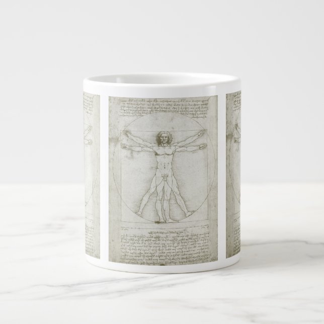 Leonardo da Vincis Vitruvianischer Mann Jumbo-Tasse (Vorderseite)