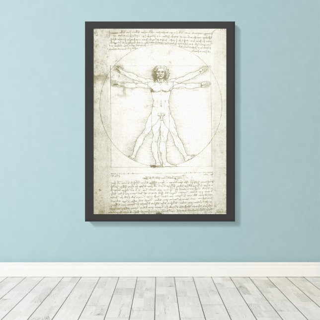 Leonardo da Vincis Vitruvianischer Mann Leinwanddruck (Insitu (Holzboden))