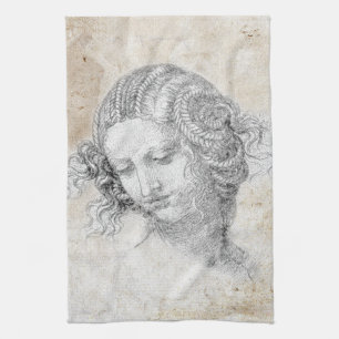 Leonardo DaVinci Skizze Leda Pergament Elegante Ku Geschirrtuch