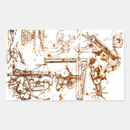 Leonardo DaVinci skizzierte Krankheitserreger Rechteckiger Aufkleber