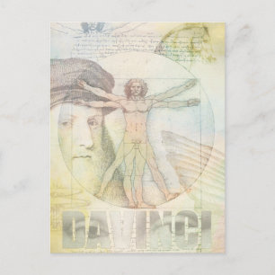Leonardo DaVinci Vitruvian Man Collage Postkarte