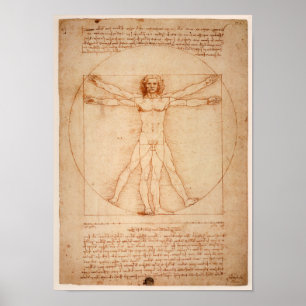 Leonardo de Vinci Zeichnend Poster