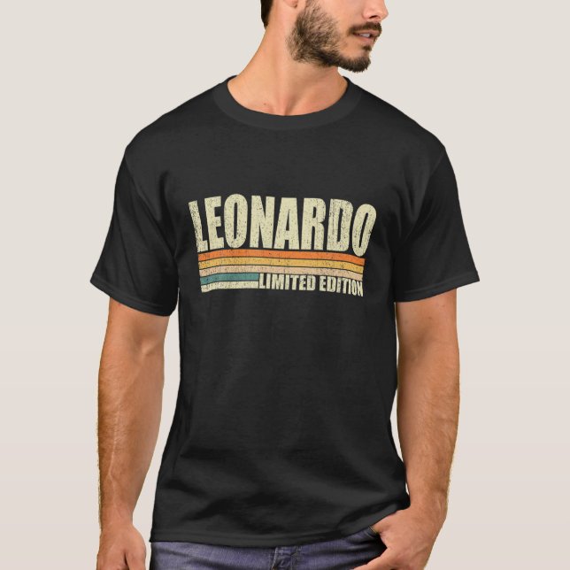 Leonardo Gift Name Personalisiert Funny Retro Vint T-Shirt (Vorderseite)
