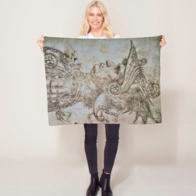 Leonardo’s Helmbedeckter Krieger Fleece-Decke Fleecedecke (Da Vinci’s Ancient Warrior Sketch  blanket - soft and colourful available  in 3 different sizes. 
)