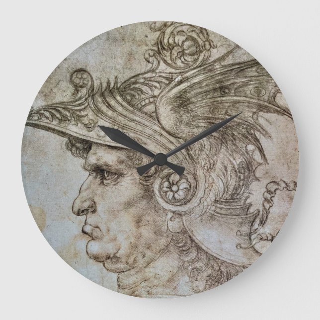 Leonardo’s Helmeted Warrior  Große Wanduhr (Vorderseite)