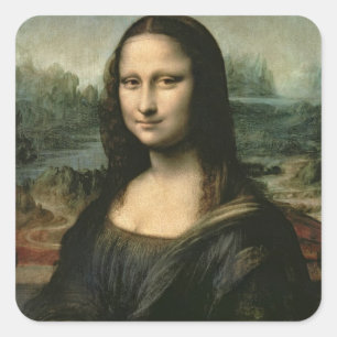Leonardo Vinci   Mona Lisa, c.1503-6 Quadratischer Aufkleber