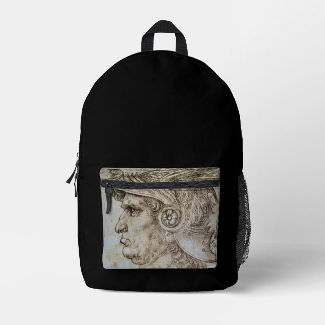 Leonardos behelmter Krieger Bedruckter Rucksack (Vorderseite)