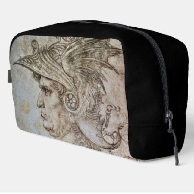 Leonardos behelmter Krieger Waschbeutel (Da Vinci’s Ancient Warrior Sketch toiletry bag with sturdy polyester fabric with a zippered closure.)