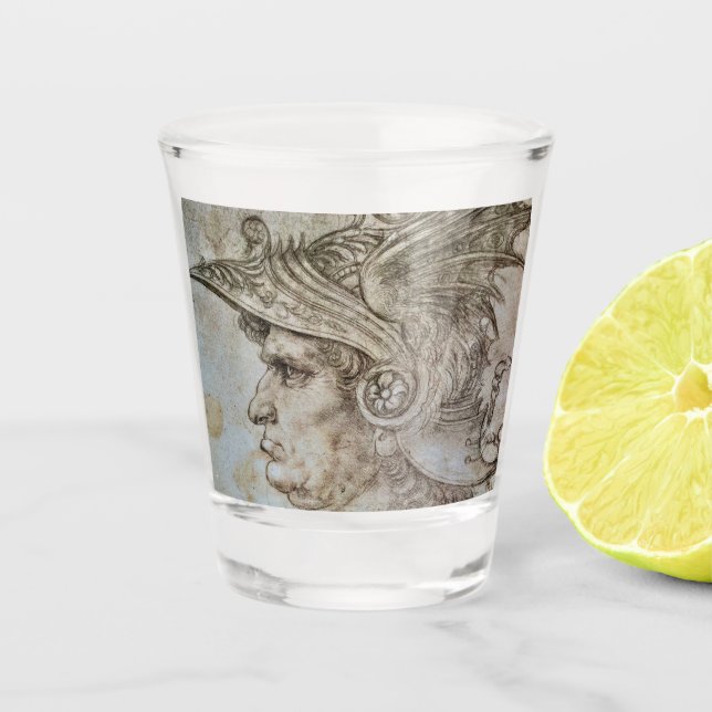 Leonardos Helmed Warrior Shot Glass Schnapsglas (Vorderseite)