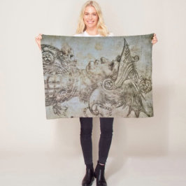 Leonardo's Helmeted Warrior Fleece Blanket