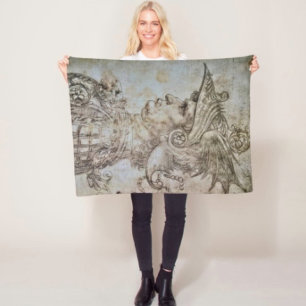 Leonardo's Helmeted Warrior Fleece Blanket