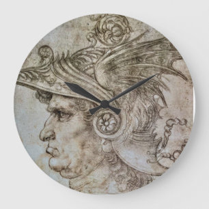 Leonardo's Helmeted Warrior Große Wanduhr