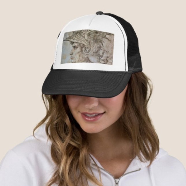 Leonardo's Helmeted Warrior Trucker Hat Truckerkappe (Trucker Hat   Adjust from 17" to 24" 100% polyester foam front 100% nylon mesh back. )