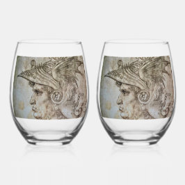 Leonardo's Helmeted Warrior    Weinglas Ohne Stiel