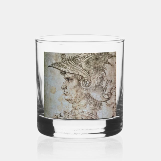 Leonardo's Helmeted Warrior Whiskey Glass Whiskyglas (Vorderseite)