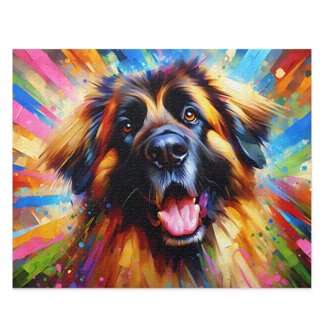 Leonberger Acryl-Kunst: Golden mit schwarzen Spitz Puzzle (Leonberger Acrylic Art: Golden with Black Tips Leo)