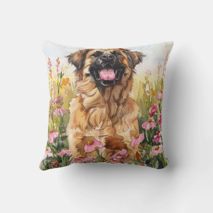 Leonberger-Aquarell-Wurfkissen Kissen