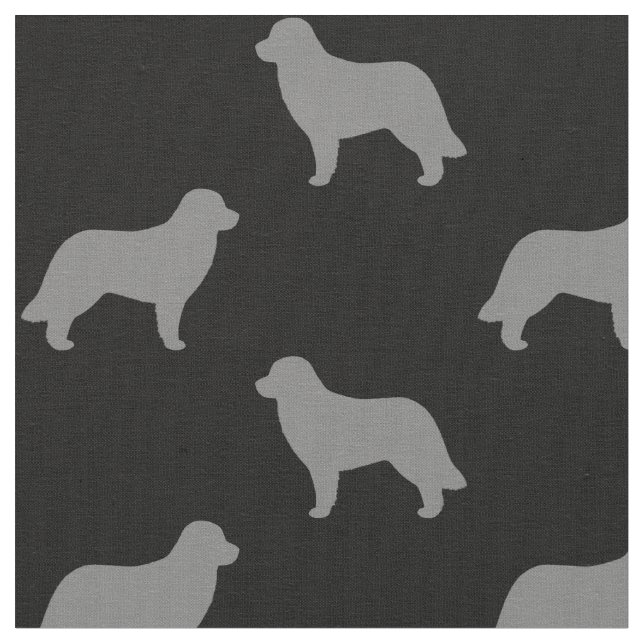Leonberger Dog Breed Silhouetten Gemustert Stoff (Nahaufnahme)