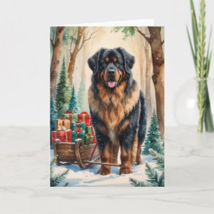 Leonberger Dog Weihnachtsgrußkarte Karte