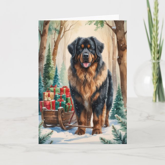 Leonberger Dog Weihnachtsgrußkarte Karte (Vorderseite)