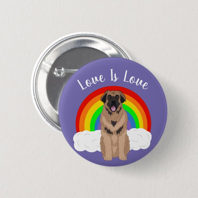 Leonberger Gay Pride Rainbow Button (Vorne & Hinten)