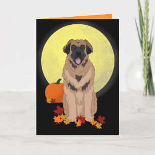 Leonberger Halloween Herbst Karte