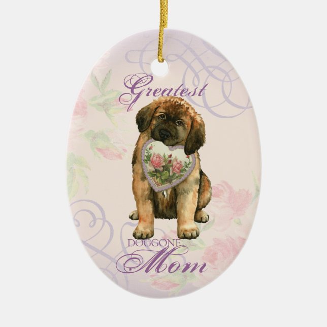 Leonberger Heart Mama Keramik Ornament (Vorne)