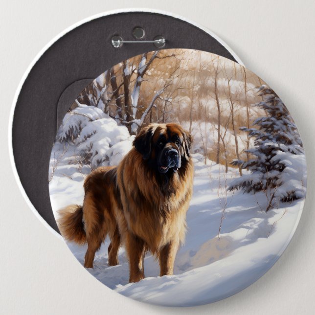 Leonberger lässt es Weihnachten schneien Button (Vorne & Hinten)