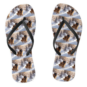 Leonberger lässt es Weihnachten schneien Flip Flops