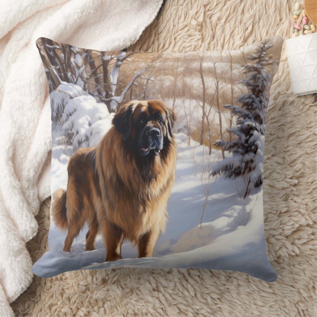 Leonberger lässt es Weihnachten schneien Kissen (Decke)