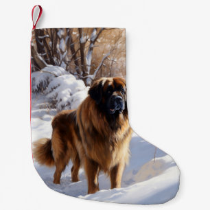 Leonberger lässt es Weihnachten schneien Kleiner Weihnachtsstrumpf