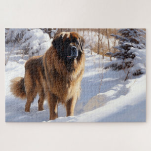 Leonberger lässt es Weihnachten schneien Puzzle